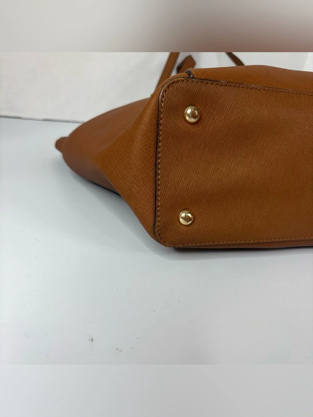 Michael Kors Jet Set Travel Saffiano Leather Tote Bag Acorn Brown Gold Hardware - Picture 12 of 16
